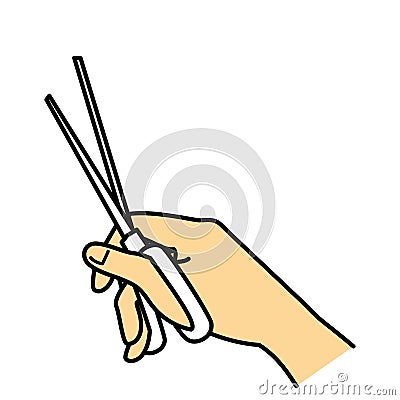 Hand holding a scissors, illustration image Cartoon Illustration